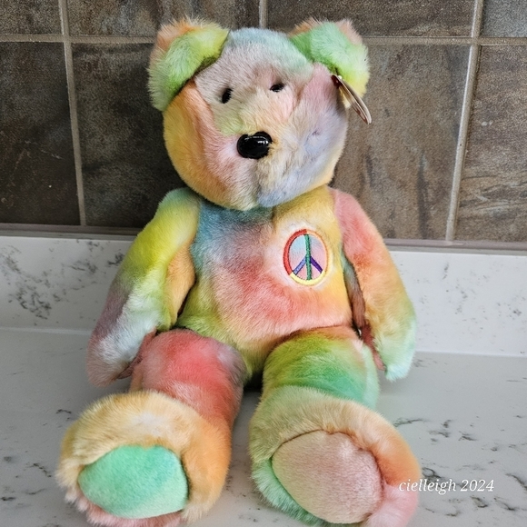 Peace The Bear Beanie Baby and Beanie Buddy Set - Picture 2 of 15